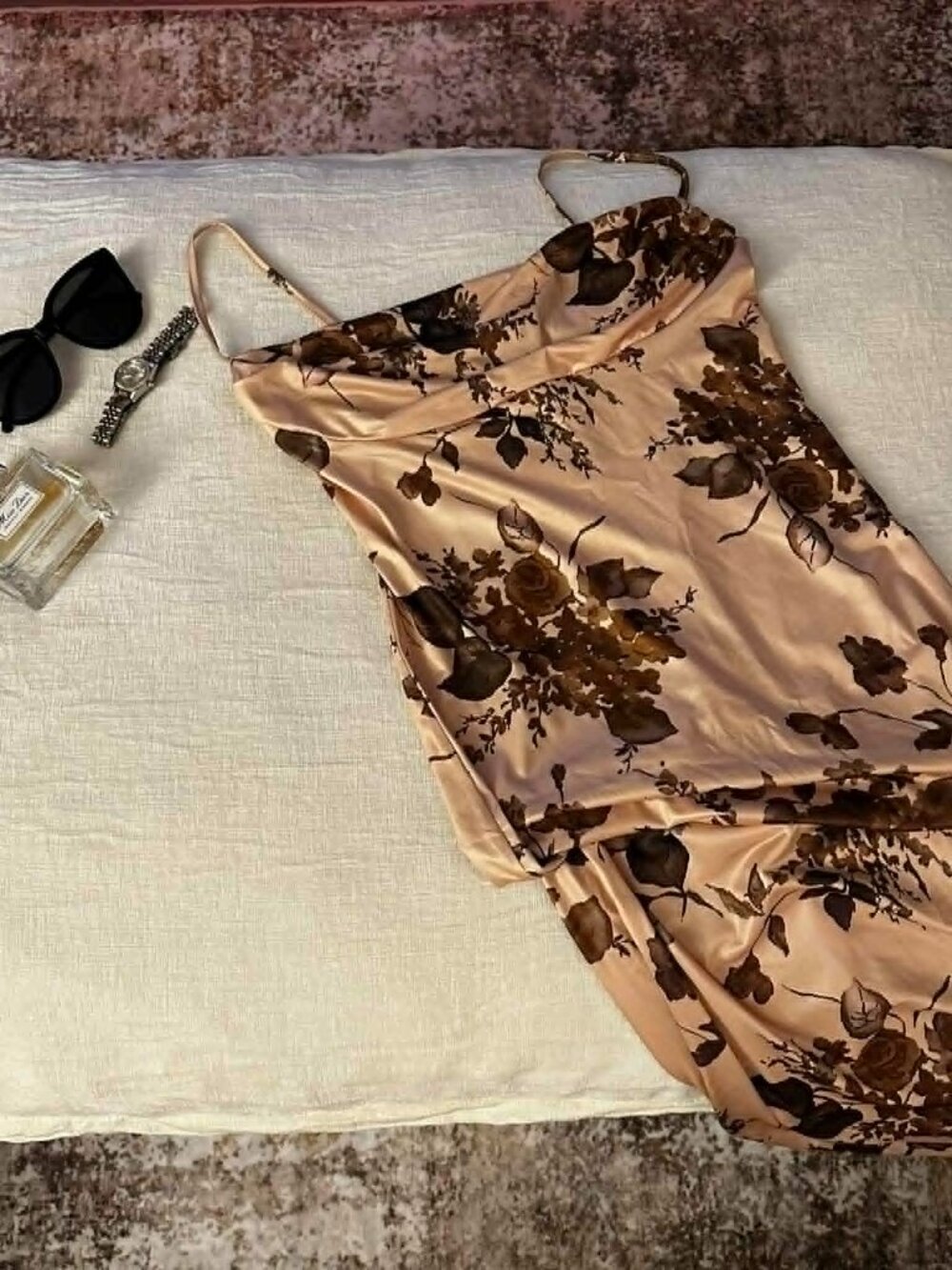 floral beige long dress - Picture 1 of 1